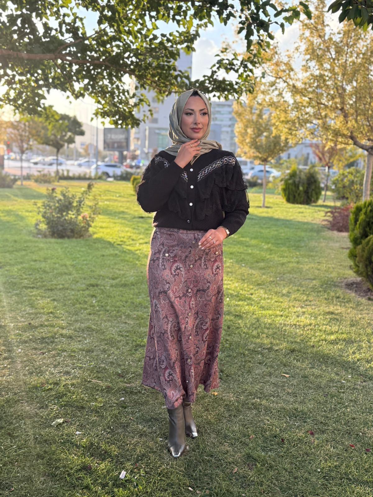 AİŞE MODA 7601 ETEK SİYAH