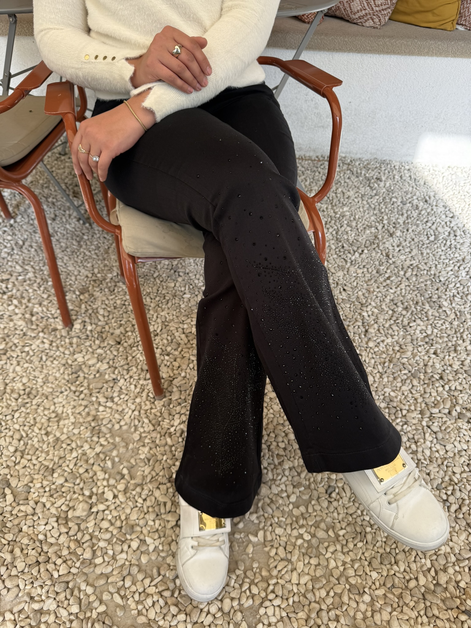 LA CARTE PANTOLON SİYAH TAŞLI