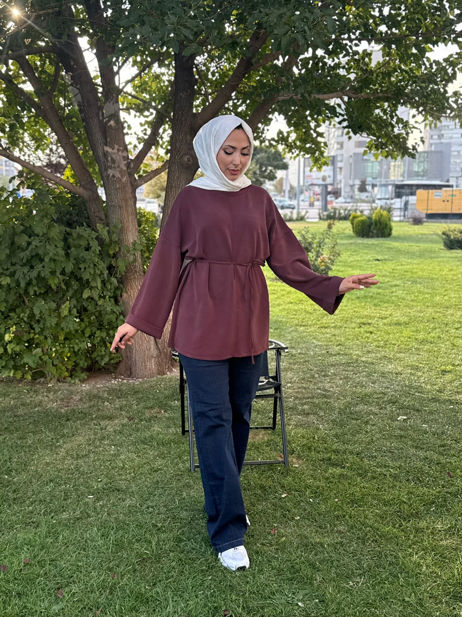 MY MAGAZİN 7408 MODAL TUNİK BORDO