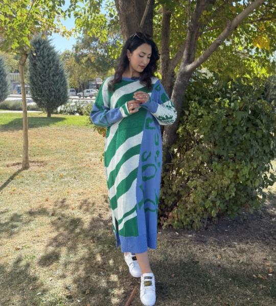 SEE MORE TRİKO ELBİSE MAVİ